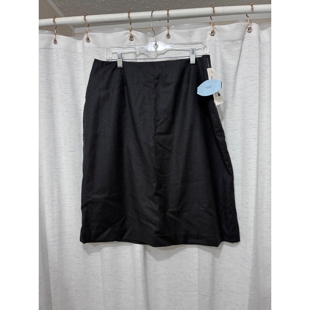 Womens 16 Charcoal Grey 100% Wool Lined Pencil Skirt NWT Office Minimalist